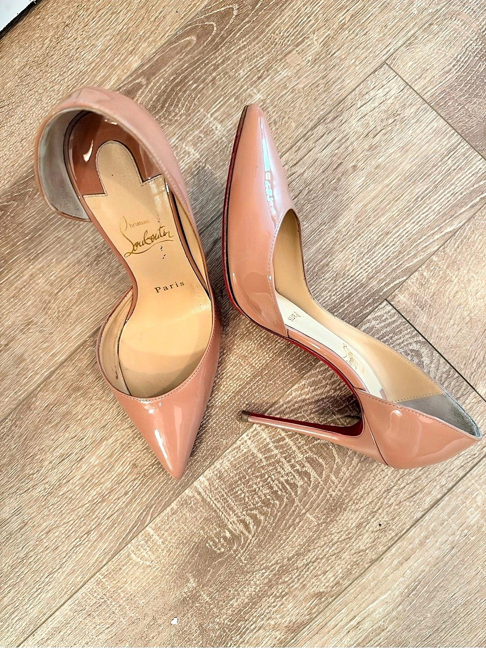 Christian Louboutin Iriza 100 Patent Nude Pumps